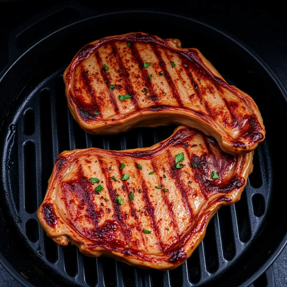 Heritage pork chops on the grill